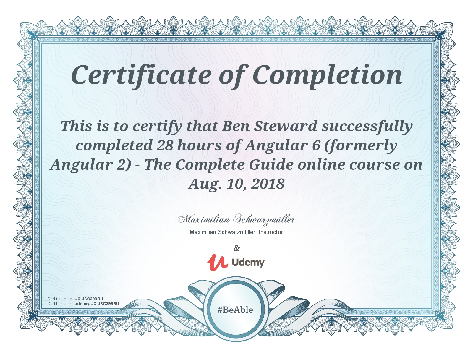 Maximilian Schwarzmuller's Course, Angular 6: The Complete Guide